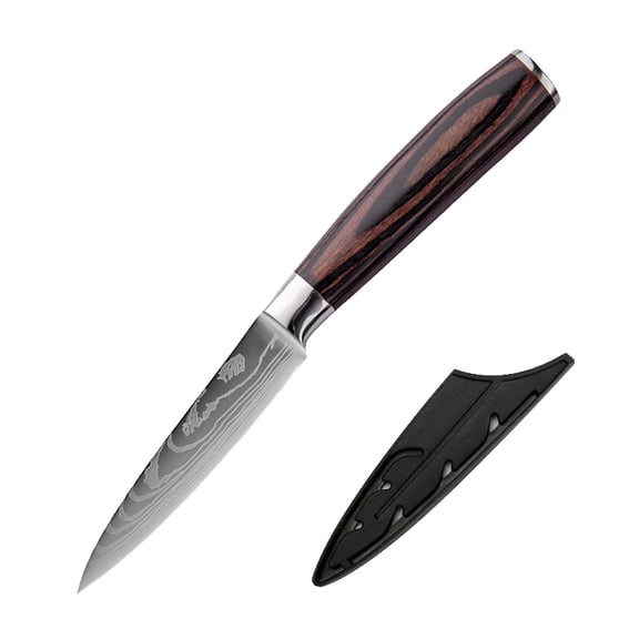3.5-Inch Japanese Damascus Fruit Knife – Premium Stainless Steel, Lightweight & Sharp for Precision Slicing (8.27" Total Length, 80g)