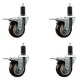 thumbnail image 1 of 3.5 Inch Maroon Poly Swivel 1-1/4 Inch Expanding Stem Caster Set Brake, 1 of 2