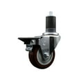 thumbnail image 1 of 3.5 Inch Maroon Poly Swivel 1-5/8 Inch Expanding Stem Caster with Brake SCC, 1 of 2