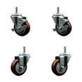 thumbnail image 1 of 3.5 Inch Maroon Poly Wheel Swivel 7/16 Inch Grip Ring Stem Caster Set 2 Brakes, 1 of 2