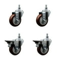 thumbnail image 1 of 3.5 Inch Maroon Polyurethane 10MM Threaded Stem Caster Set 2 Brakes SCC, 1 of 2