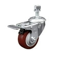 thumbnail image 1 of 3.5 Inch Maroon Polyurethane Swivel 12mm Stem Caster with Total Lock Brake, 1 of 2