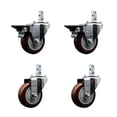 thumbnail image 1 of 3.5 Inch Maroon Polyurethane Swivel 7/8 Inch Square Stem Caster Set 2 Brakes SCC, 1 of 2