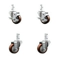 thumbnail image 1 of 3.5 Inch Maroon Polyurethane Swivel 7/8 Inch Square Stem Caster Set 2 Brakes SCC, 1 of 2