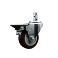thumbnail image 1 of 3.5 Inch Maroon Polyurethane Wheel Swivel 3/4 Inch Square Stem Caster with Brake, 1 of 2