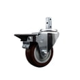 thumbnail image 1 of 3.5 Inch Maroon Polyurethane Wheel Swivel 7/8 Inch Square Stem Caster with Brake, 1 of 2