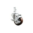 thumbnail image 1 of 3.5 Inch Maroon Polyurethane Wheel Swivel 7/8 Inch Square Stem Caster with Brake, 1 of 2