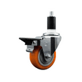 thumbnail image 1 of 3.5 Inch Orange Poly Swivel 1-3/8 Inch Expanding Stem Caster with Brake SCC, 1 of 1