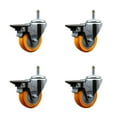 thumbnail image 1 of 3.5 Inch Orange Poly Swivel 7/16 Inch Grip Ring Stem Caster Set with Brake, 1 of 1