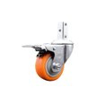 thumbnail image 1 of 3.5 Inch Orange Poly Swivel 7/8 Inch Square Stem Caster with Total Lock Brake, 1 of 1