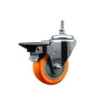 thumbnail image 1 of 3.5 Inch Orange Polyurethane 3/8 Inch Threaded Stem Caster with Brake, 1 of 2