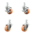 thumbnail image 1 of 3.5 Inch Orange Poly Wheel Swivel 7/8 Inch Square Stem Caster Set 2 Brake, 1 of 1