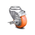 thumbnail image 1 of 3.5 Inch Orange Polyurethane Wheel Swivel Bolt Hole Caster with Brake SCC, 1 of 2