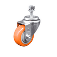 thumbnail image 1 of 3.5 Inch Orange Polyurethane Wheel Swivel ½ Inch Threaded Stem Caster SCC, 1 of 2