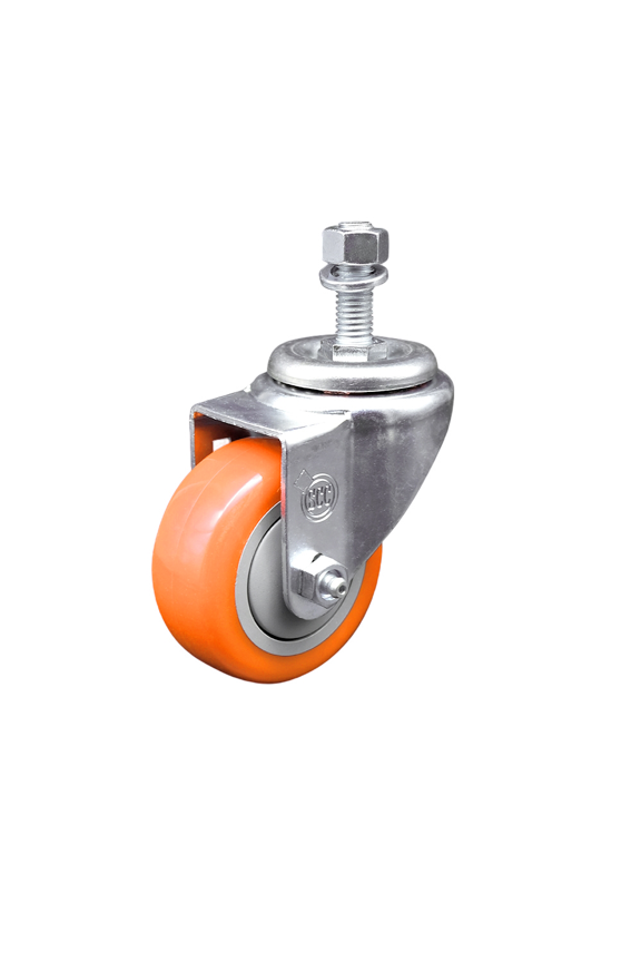 3.5 Inch Orange Polyurethane Wheel Swivel Inch Threaded Stem Caster SCC
