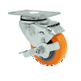 thumbnail image 1 of 3.5 Inch Orange Polyurethane Wheel Swivel Top Plate Caster with Brake SCC, 1 of 2