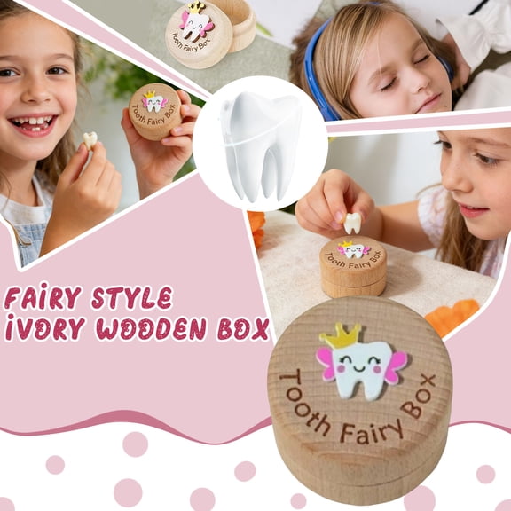 3.5 Inch Pack Of 2 Wooden & Acrylic Tooth Fairy Box, Cute Fairy-Themed Keepsake Container With Exquisite Carvings, Ideal For Storing Kids' Lost Baby Teeth, Perfect Gift For Family