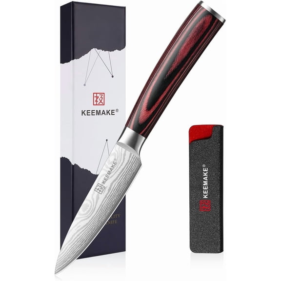 3.5 Inch Paring Knife - Ultra Sharp Fruit Knife High Carbon Stainless Steel Small Kitchen Knives for Peeling Slicing with Ergonomic Handle with Elegant Gift Box