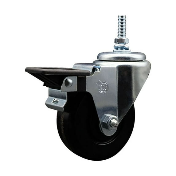3.5 Inch Phenolic 3/8 Inch Threaded Stem Caster with Brake