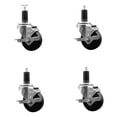 thumbnail image 1 of 3.5 Inch Phenolic Swivel 1-1/4 Inch Expanding Stem Caster Set with Brake SCC, 1 of 2