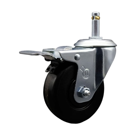 3.5 Inch Phenolic Swivel 7/16 Inch Grip Ring Stem Caster with Total Lock Brake