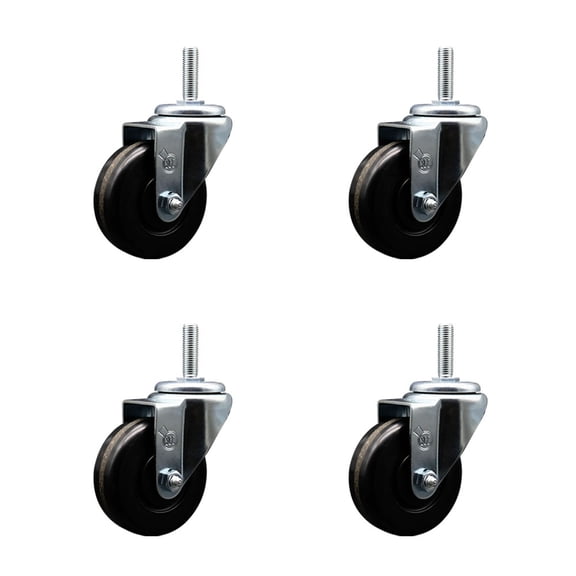 3.5 Inch Phenolic Wheel Swivel 3/4 Inch Threaded Stem Caster Set Service Caster