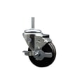 thumbnail image 1 of 3.5 Inch Phenolic Wheel Swivel 3/4 Inch Threaded Stem Caster with Brake SCC, 1 of 2