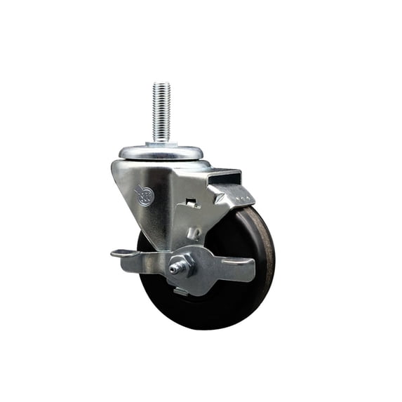 3.5 Inch Phenolic Wheel Swivel 5/8 Inch Threaded Stem Caster with Brake SCC