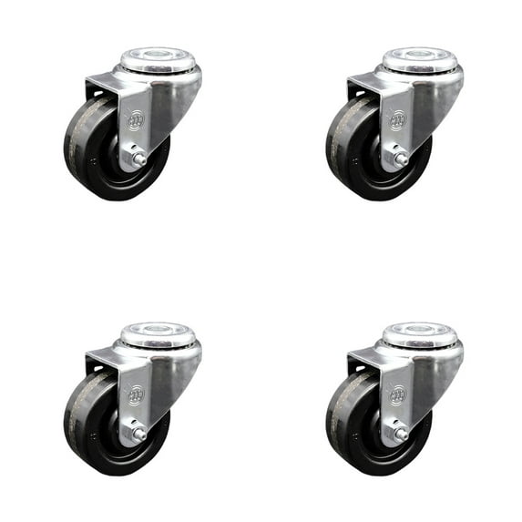 3.5 Inch Phenolic Wheel Swivel Bolt Hole Caster Set Service Caster Brand