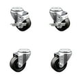 thumbnail image 1 of 3.5 Inch Phenolic Wheel Swivel Bolt Hole Caster Set with 2 Brake Service Caster, 1 of 2