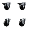 thumbnail image 1 of 3.5 Inch Phenolic Wheel Swivel Bolt Hole Caster Set with 2 Posi Lock Brakes SCC, 1 of 2