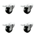 thumbnail image 1 of 3.5 Inch Phenolic Wheel Swivel Bolt Hole Caster Set with Total Lock Brake SCC, 1 of 2