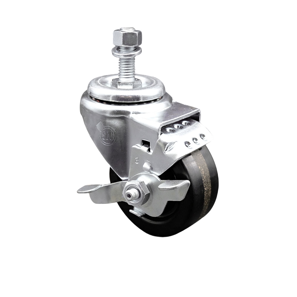 3.5 Inch Phenolic Wheel Swivel ½ Inch Threaded Stem Caster with Brake SCC