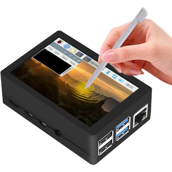 3.5 Inch Raspberry Pi Touch Screen LCD Display with Cooling Fan Case, Capacitive Touch Monitor Compatible with Raspberry Pi 4B 3B+ 3B