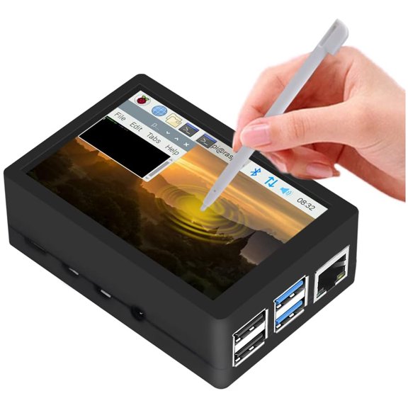 3.5 Inch Raspberry Pi Touch Screen LCD Display with Cooling Fan Case, Capacitive Touch Monitor Compatible with Raspberry Pi 4B