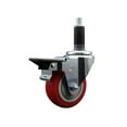 thumbnail image 1 of 3.5 Inch Red Poly Swivel 1-1/8 Inch Expanding Stem Caster with Brake SCC, 1 of 2