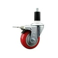 thumbnail image 1 of 3.5 Inch Red Poly Swivel 1-3/8 Inch Expanding Stem Caster Total Lock Brake SCC, 1 of 2