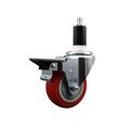 thumbnail image 1 of 3.5 Inch Red Poly Swivel 1-3/8 Inch Expanding Stem Caster with Brake SCC, 1 of 2