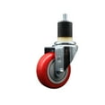 thumbnail image 1 of 3.5 Inch Red Poly Wheel Swivel 1-7/8 Inch Expanding Stem Caster SCC, 1 of 2