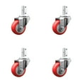 thumbnail image 1 of 3.5 Inch Red Polyurethane Wheel Swivel 3/4 Inch Square Stem Caster Set SCC, 1 of 2