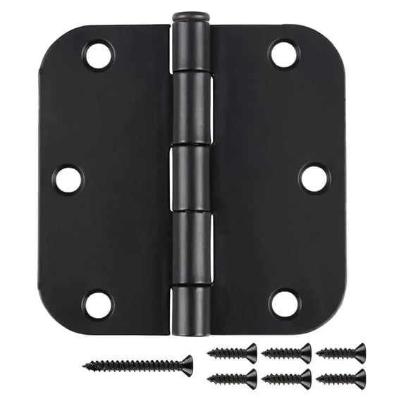 3.5 Inch Rounded Interior Door Hinges Matte Black No Squeak 24 Pack
