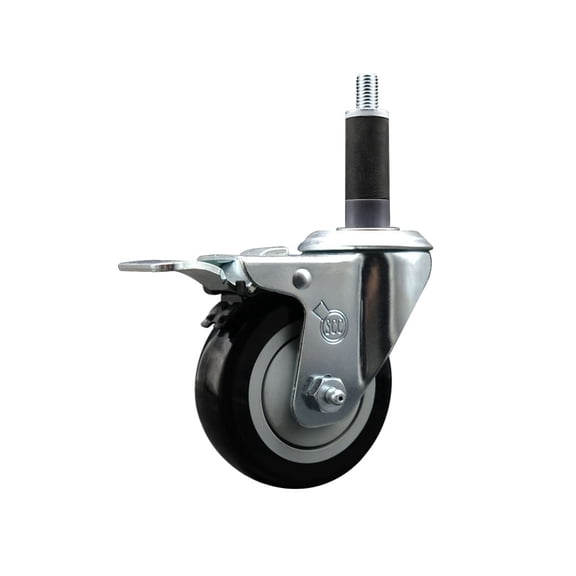 3.5 Inch SS Black Poly Swivel 1 Inch Expanding Stem Caster Total Lock Brake SCC