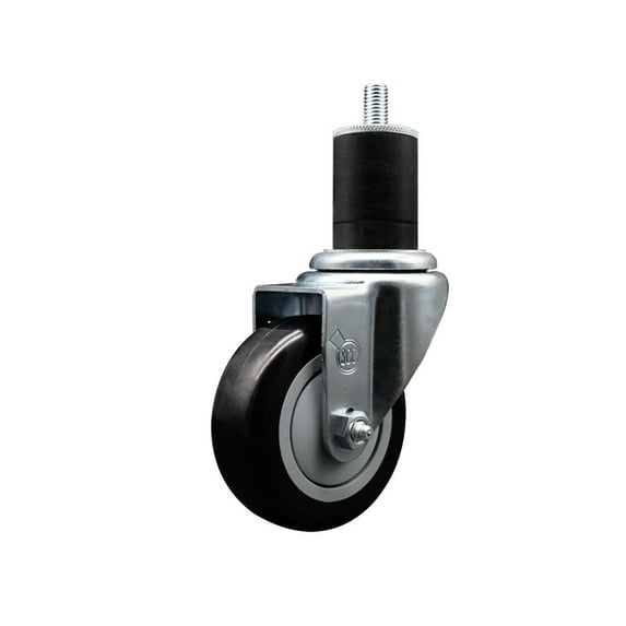 3.5 Inch Black Poly Wheel Swivel 1-3/4 Inch Expanding Stem Caster SCC