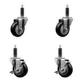 thumbnail image 1 of 3.5 Inch Black Poly Wheel Swivel 1 Inch Expanding Stem Caster Set 2 Brakes SCC, 1 of 2