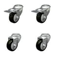 thumbnail image 1 of 3.5 Inch SS Black Polyurethane Bolt Hole Caster Set with 2 Total Lock Brake SCC, 1 of 2