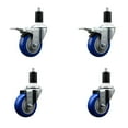 thumbnail image 1 of 3.5 Inch SS Blue Poly Swivel 1-1/2 Inch Expanding Stem Caster Set 2 Brakes, 1 of 2