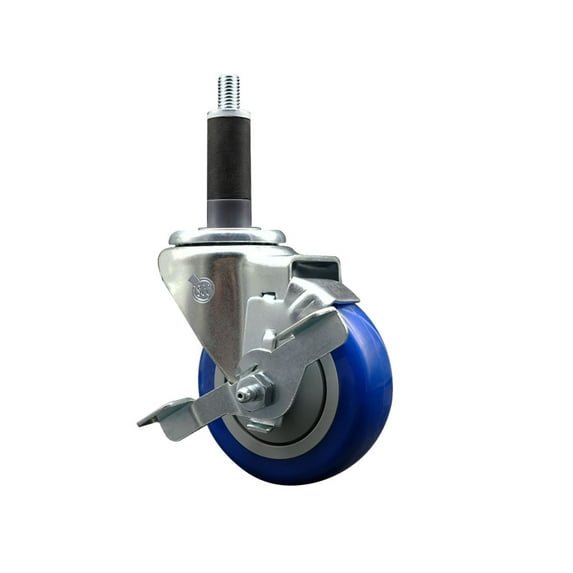 3.5 Inch SS Blue Poly Swivel 1 Inch Expanding Stem Caster with Brake SCC