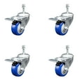 thumbnail image 1 of 3.5 Inch SS Blue Poly Swivel 10mm Threaded Stem Caster Set Total Lock Brake, 1 of 2
