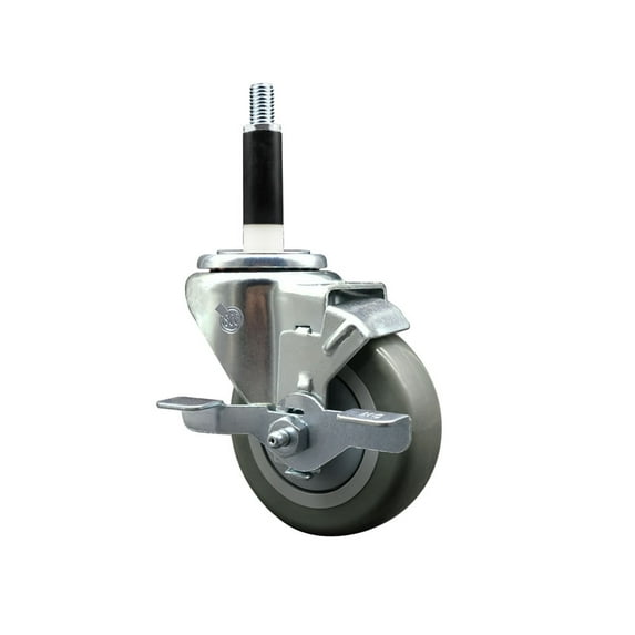 3.5 Inch SS Gray Poly Swivel 7/8 Inch Expanding Stem Caster with Brake SCC