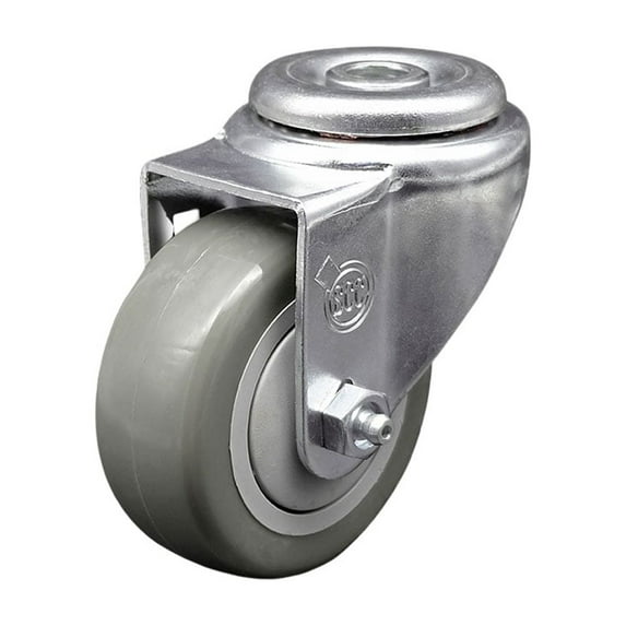 3.5 Inch SS Gray Polyurethane Wheel Swivel Bolt Hole Caster Service Caster